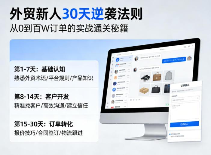 外贸新人30天逆袭法则，教你从0到百W订单的实战通关秘籍Tiktok学堂TikTiok学堂