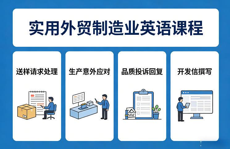 实用外贸制造业英语课程，教你专业处理送样请求、应对生产意外、回复品质投诉、撰写开发信等Tiktok学堂TikTiok学堂